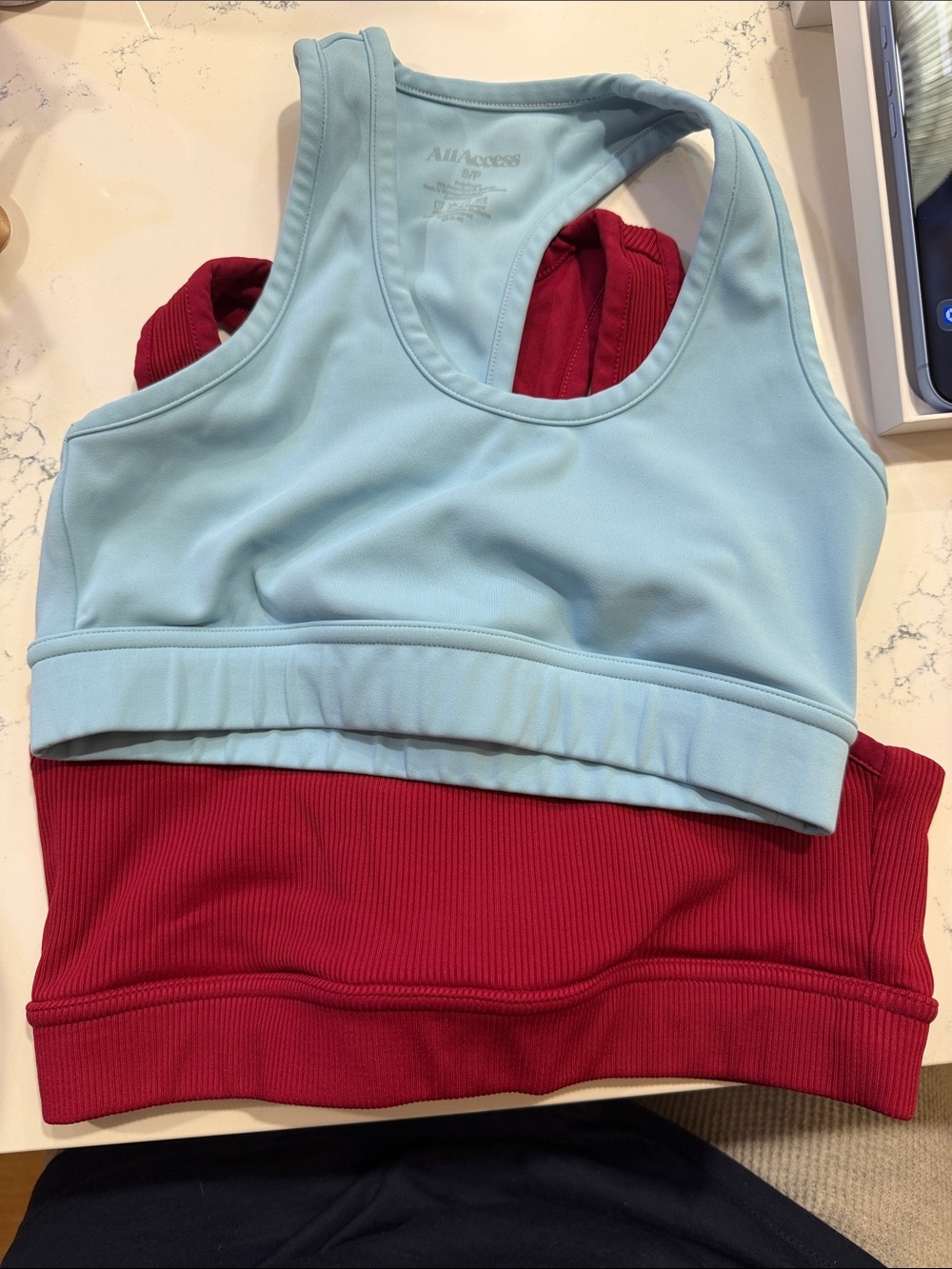 ALL ACCESS Light Blue & Red sports bras size S - set of 2